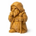 Wood Carved-Like Wisdom Figurine in Ochre Yellow Finish - 3D Printed in Canada (Ochre Yellow)