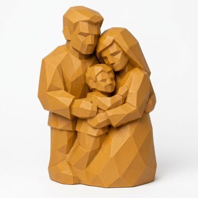 Wood Carved Family Unity Collectible Figurine in Ochre Yellow Finish - 3D Printed in Canada (Ochre Yellow)