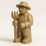 Wood Carved Country Life Collectible Figurine - Unique Desk Decor for Adults 3D Printed in Canada - 3D Printed in Canada (Classic Birch)