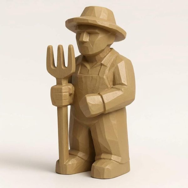 Figurine vie à la campagne sculptée façon bois
