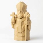 Wood Carved-Like St. Patrick Figurine - Unique Desk Decor for Adults – 3D Printed in Canada - 3D Printed in Canada (White Oak)
