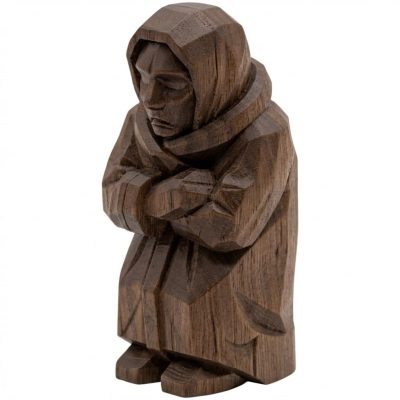 Wood Carved Cold Morning Figurine in Black Walnut Finish - 3D Printed in Canada (Black Walnut)