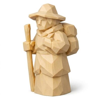 Wood Carved-Like Journey Begins Figurine in White Oak Finish - 3D Printed in Canada (White Oak)