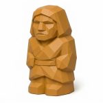 Wood Carved Ancestral Figure Collectible Figurine in Ochre Yellow Finish - 3D Printed in Canada (Ochre Yellow)
