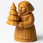 Wood Carved Christmas Tree Woman Figurine in Ochre Yellow Finish - 3D Printed in Canada (Ochre Yellow)