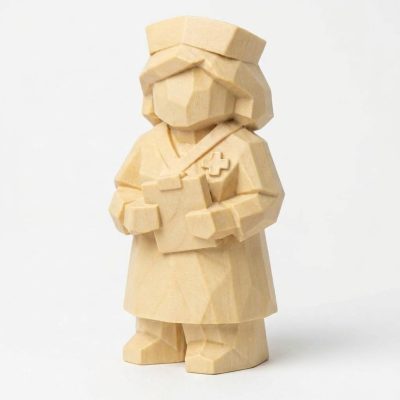 Wood Carved-Like Nurse Figurine - Unique Desk Decor for Adults – 3D Printed in Canada - 3D Printed in Canada (White Oak)