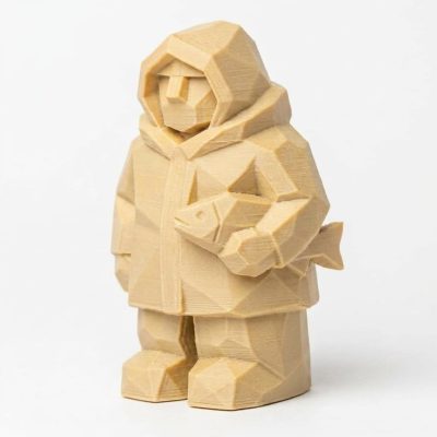 Wood Carved-Like Northern Shore Figurine in White Oak Finish - 3D Printed in Canada (White Oak)