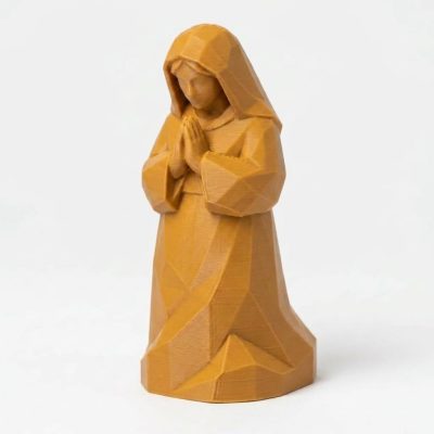 Wood Carved-Like Faith Figurine - Unique Desk Decor for Adults – 3D Printed in Canada - 3D Printed in Canada (Ochre Yellow)