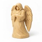 Wood Carved-Like Winged Watcher Figurine in White Oak Finish - 3D Printed in Canada (White Oak)