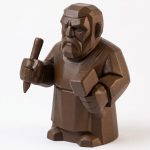 Wood Carved Sculptor Figurine in Black Walnut Finish - 3D Printed in Canada (Black Walnut)