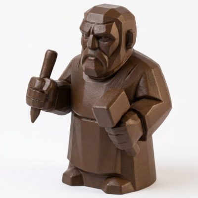 Wood Carved Sculptor Figurine in Black Walnut Finish - 3D Printed in Canada (Black Walnut)