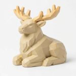 Wood Carved-Like Elk Figurine - Unique Desk Decor for Collectors – 3D Printed in Canada - 3D Printed in Canada (White Oak)