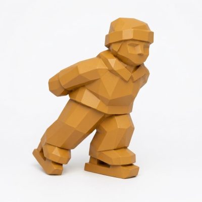 Wood-Carved-Like Ice Skater Collectible Figurine - Unique Desk Decor for Adults – 3D Printed in Canada - 3D Printed in Canada (Ochre Yellow)