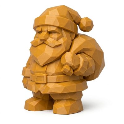 Wood Carved Santa Claus Collectible Figurine in Ochre Yellow Finish - 3D Printed in Canada (Ochre Yellow)