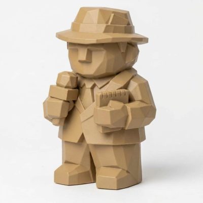 Wood Carved-Like Journalist Figurine - Unique Desk Decor for Adults 3D Printed in Canada - 3D Printed in Canada (Classic Birch)