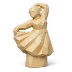 Wood Carved Dancer Collectible Figurine in White Oak Finish - 3D Printed in Canada (White Oak)