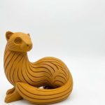 Wood Carved Ferret Figurine in Ochre Yellow Finish - 3D Printed in Canada (Ochre Yellow)