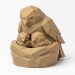 Wood Carved-Like Nesting Birds Figurine - Unique Desk Decor for Adults 3D Printed in Canada - 3D Printed in Canada (Classic Birch)