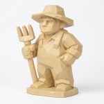 Wood Carved Farmer Collectible Figurine in White Oak Finish - 3D Printed in Canada (White Oak)