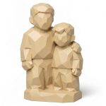 Wood Carved-Like Brothers Figurine - Unique Desk Decor for Adults – 3D Printed in Canada - 3D Printed in Canada (White Oak)