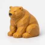 Wood Carved-Like Polar Bear Figurine - Unique Desk Decor for Adults – 3D Printed in Canada - 3D Printed in Canada (Ochre Yellow)