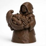 Wood Carved-Like Cornucopia Figurine - Elegant Desk Decor for Adults - Unique Gift Idea – 3D Printed in Canada - 3D Printed in Canada (Black Walnut)