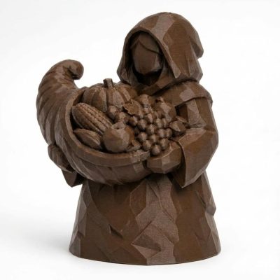 Wood Carved-Like Cornucopia Figurine - Elegant Desk Decor for Adults - Unique Gift Idea – 3D Printed in Canada - 3D Printed in Canada (Black Walnut)