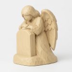 Wood Carved-Like Memorial Angel Figurine in White Oak Finish - 3D Printed in Canada (White Oak)