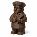 Wood Carved-Like Chef Figurine - Unique Desk Decor for Adults – 3D Printed in Canada - 3D Printed in Canada (Black Walnut)