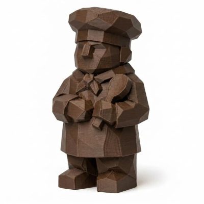 Wood Carved-Like Chef Figurine - Unique Desk Decor for Adults – 3D Printed in Canada - 3D Printed in Canada (Black Walnut)