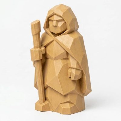 Wood Carved-Like Household Guardian Figurine - Unique Desk Decor for Adults 3D Printed in Canada - 3D Printed in Canada (Classic Birch)