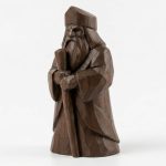 Wood-Carved-Like Wise Man Figurine in Black Walnut Finish - 3D Printed in Canada (Black Walnut)
