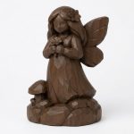 Wood Carved Garden Fairy Collectible Figurine in Black Walnut Finish - 3D Printed in Canada (Black Walnut)