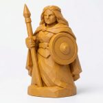 Wood Carved-Like Boudicca Figurine - Unique Desk Decor for Adults – 3D Printed in Canada - 3D Printed in Canada (Ochre Yellow)