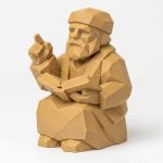 Wood Carved-Like Storyteller Figurine - Unique Desk Decor for Adults 3D Printed in Canada - 3D Printed in Canada (Classic Birch)