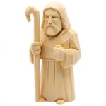 Wood Carved Shepherd Figurine in White Oak Finish - 3D Printed in Canada (White Oak)
