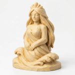 Wood Carved-Like Water Nymph Figurine - Unique Desk Decor for Adults – 3D Printed in Canada - 3D Printed in Canada (White Oak)