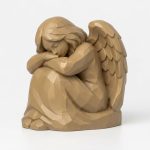 Wood Carved Angel at Rest Collectible Figurine - Unique Desk Decor for Adults 3D Printed in Canada - 3D Printed in Canada (Classic Birch)