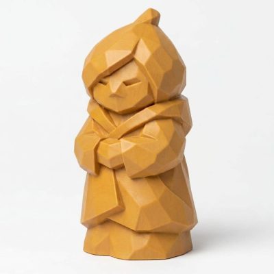Wood Carved-Like Seed Figurine in Ochre Yellow Finish - 3D Printed in Canada (Ochre Yellow)