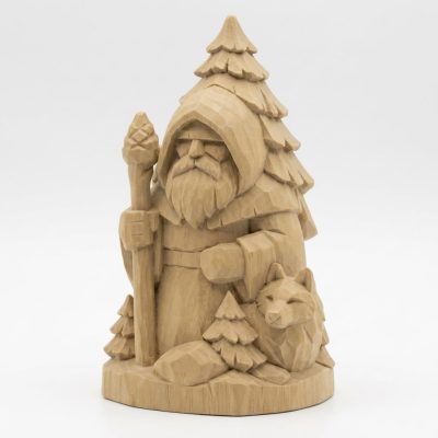 Wood Carved Boreal Forest Collectible Figurine in White Oak Finish - 3D Printed in Canada (White Oak)