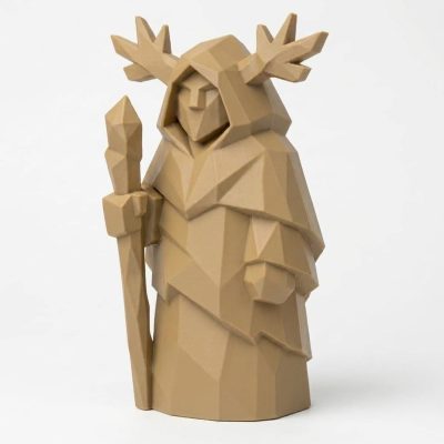 Wood Carved-Like Forest Guardian Figurine - Unique Desk Decor for Adults 3D Printed in Canada - 3D Printed in Canada (Classic Birch)