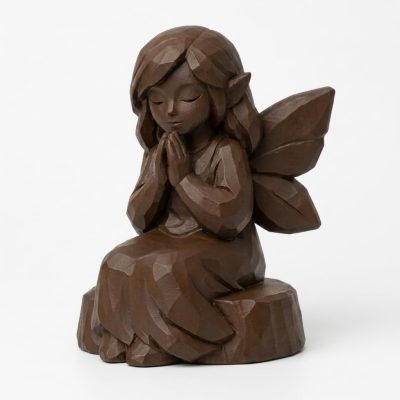 Wood Carved-Like Quiet Fairy Figurine in Black Walnut Finish - 3D Printed in Canada (Black Walnut)