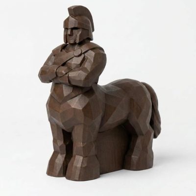 Wood Carved-Like Centaur Figurine - Unique Desk Decor for Adults – 3D Printed in Canada - 3D Printed in Canada (Black Walnut)