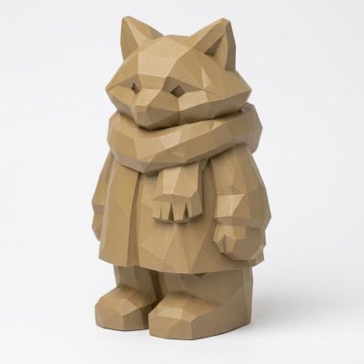 Wood Carved Fox in Winter Collectible Figurine - Unique Desk Decor for Adults 3D Printed in Canada - 3D Printed in Canada (Classic Birch)