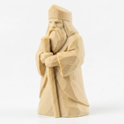 Wood Carved-Like Wise Man Figurine in White Oak Finish - 3D Printed in Canada (White Oak)