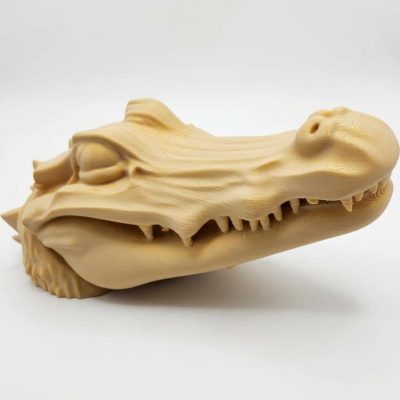 Wood Carved-Style Peeking Alligator Figurine in White Oak Finish - 3D Printed in Canada (White Oak)