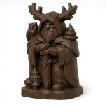 Wood Carved Guardian of the Forest Collectible Figurine in Black Walnut Finish - 3D Printed in Canada (Black Walnut)