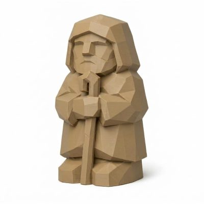 Wood Carved Gentle Shepherd Collectible Figurine - Unique Desk Decor for Adults 3D Printed in Canada - 3D Printed in Canada (Classic Birch)