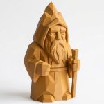 Wood Carved Mountain Spirit Figurine in Ochre Yellow Finish - 3D Printed in Canada (Ochre Yellow)