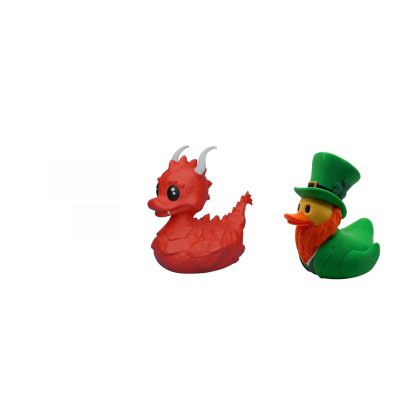 Fantasy Ducks Collectible Figurine Bundle of 3 - Bigfoot, Horned Dragon, Leprechaun - Whimsical & Magical Adult Desk Decor - 3D Printed in Canada